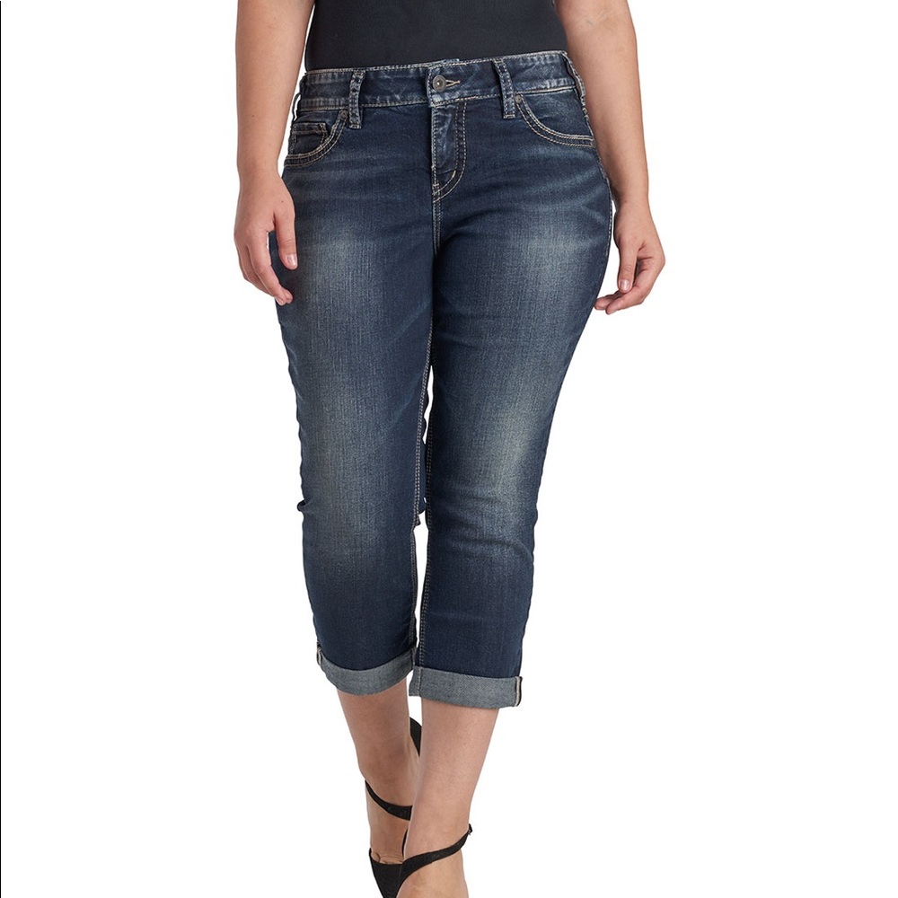 Plus Silver Jeans Elyse Capri Dark Wash Size 20